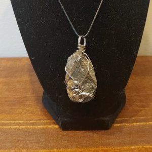 Wire Wrapped Black Shale Rock Pendant